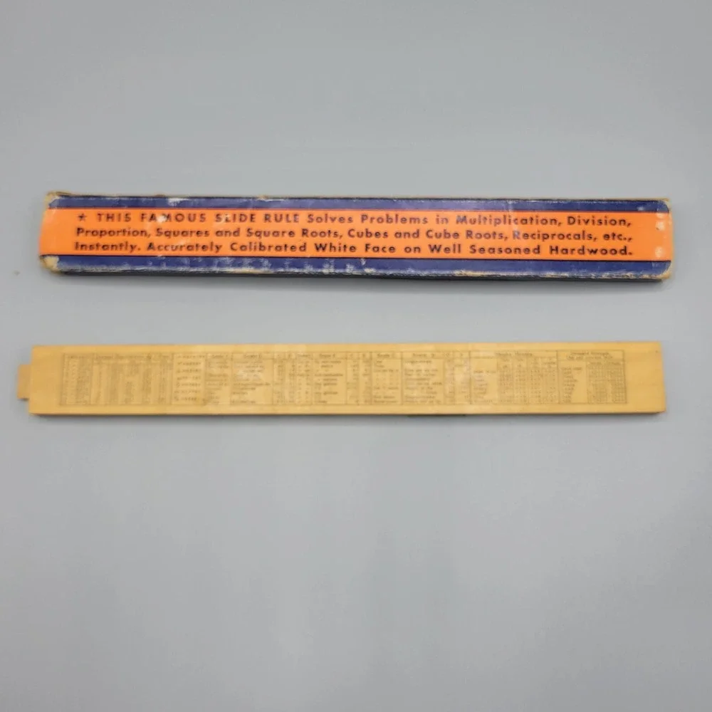 Vintage Engineering Instruments 10 inch Slide Rule Match Tool w/Box Made in USA
